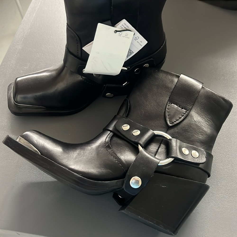 NWT Mango square toe moto boots sz 5